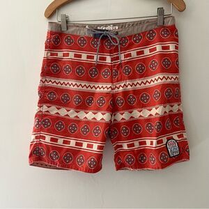 Katin Custom Board Shorts Swim Trunks Swimsuit Aztec Print Size 30 Surf
